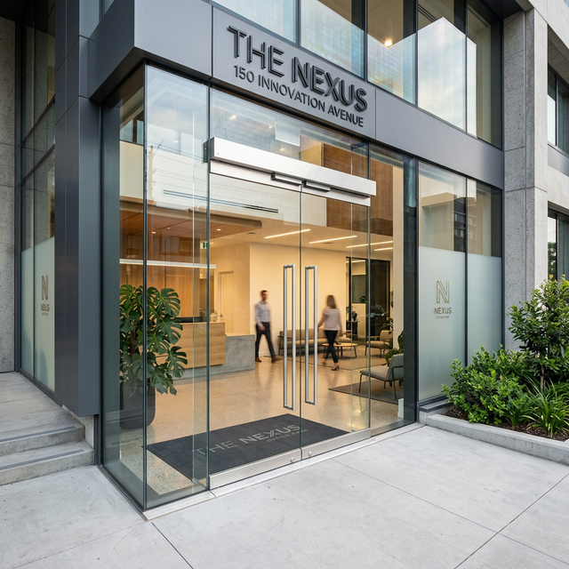 Frameless glass door entrance