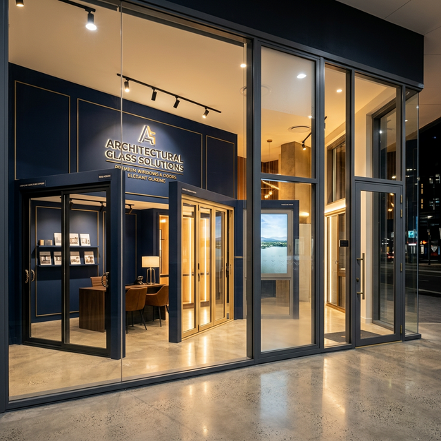 Modern aluminium and glass showroom
